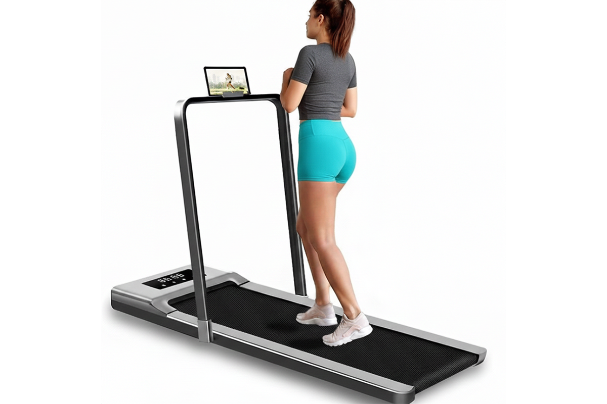 Treadmill in home office setting with chair