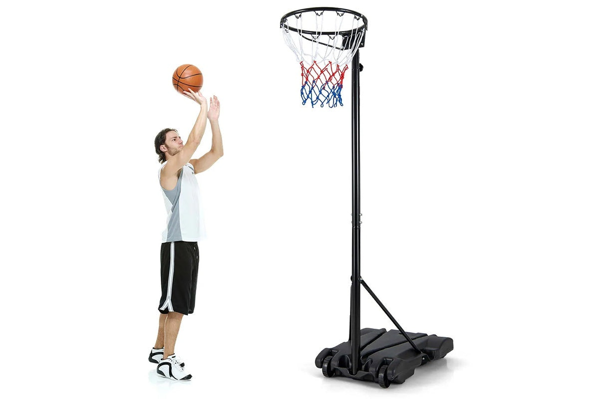 Netball stand showing powder-coated steel finish