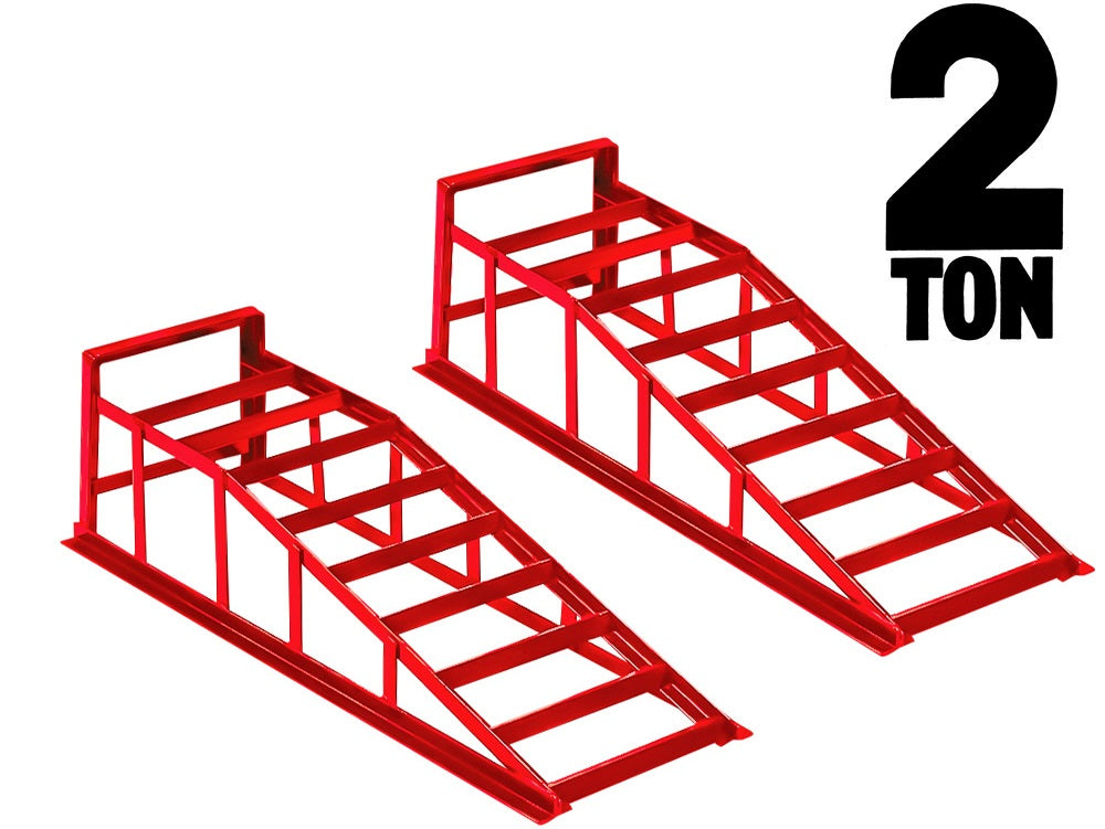 Car ramps used under vehicle tyres
