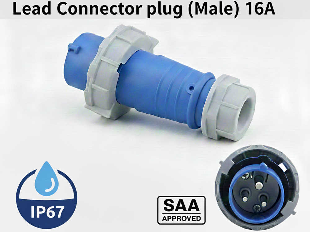 Caravan lead connector plug 16A IP67 Male + Female Combo