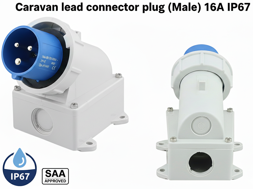 Caravan Lead Connector Plug Female and Male Inlets 16A IP67