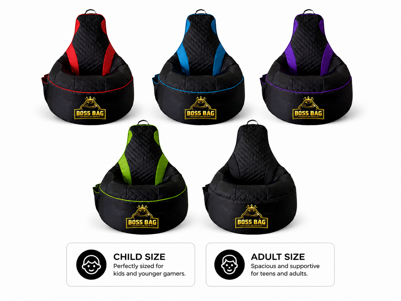Gaming Bean Bag Chair with Side Pocket - Child Size