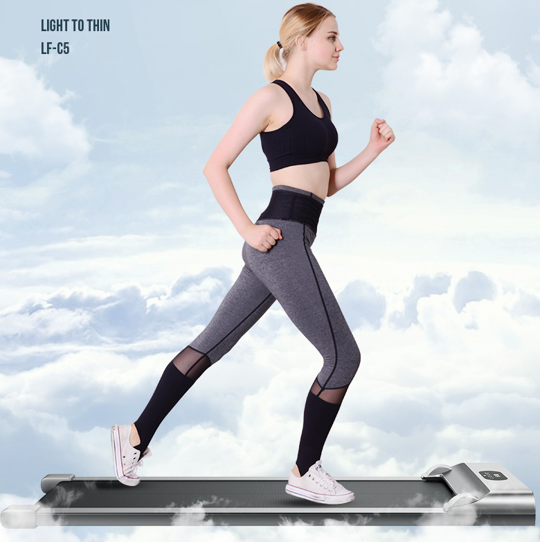 Treadmill folded for compact storage