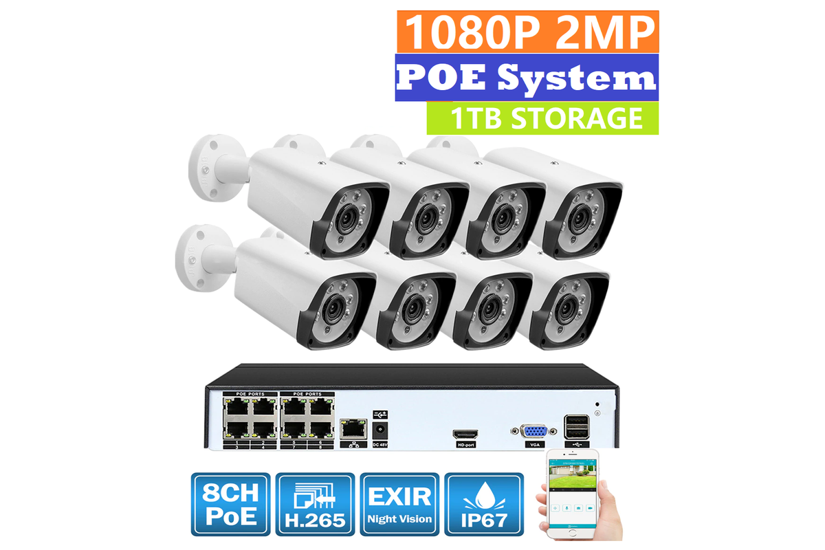 NVR unit showing HDMI and VGA ports
