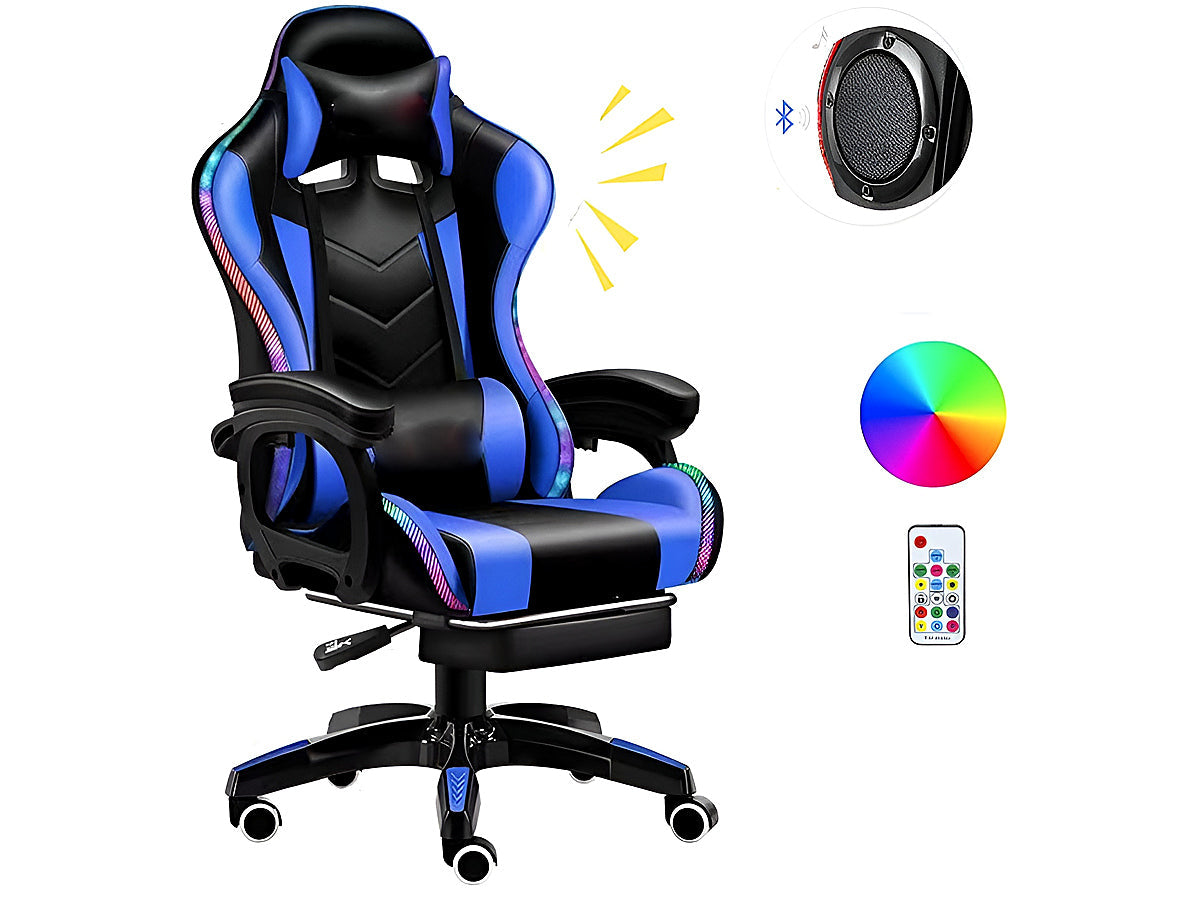 Gaming Chair Office Chair With Foot Rest Racing Chair with Speaker and Light