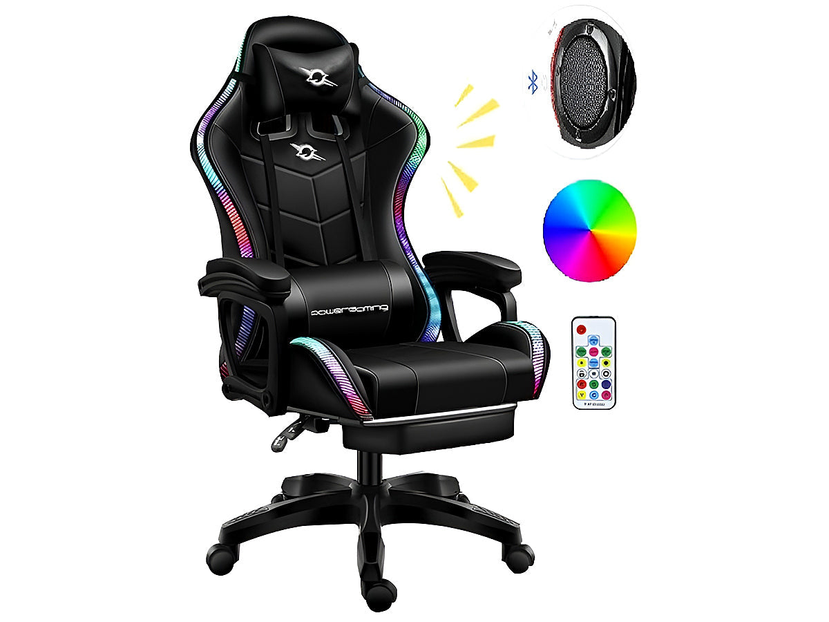 Gaming Chair Office Chair With Foot Rest Racing Chair with Speaker and Light