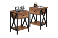 Thumbnail for Nightstand with open shelves and single drawer