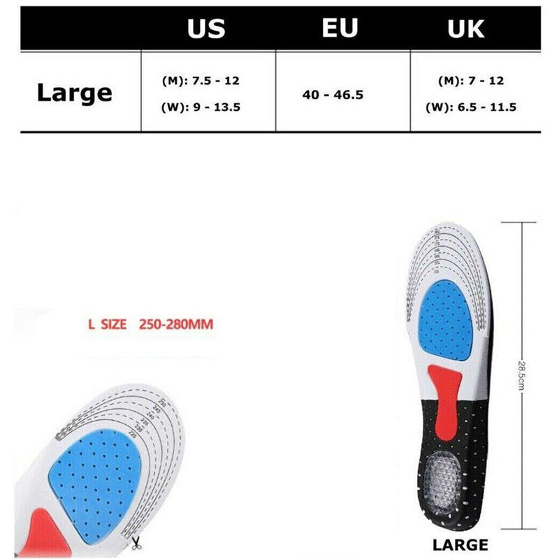 Orthotic Arched Insoles Comfort Gel Heel Shock Absorb Sport Insoles