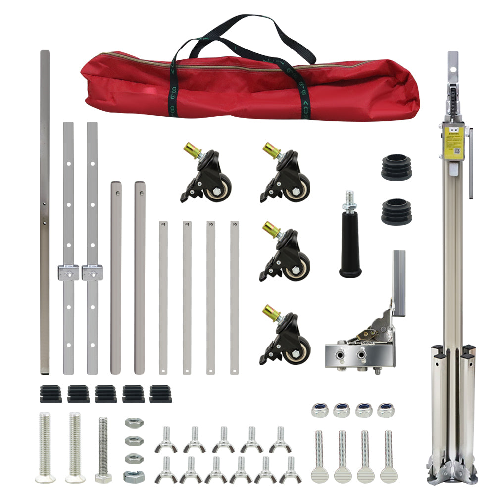 Drywall lifter with safety foot stops engaged