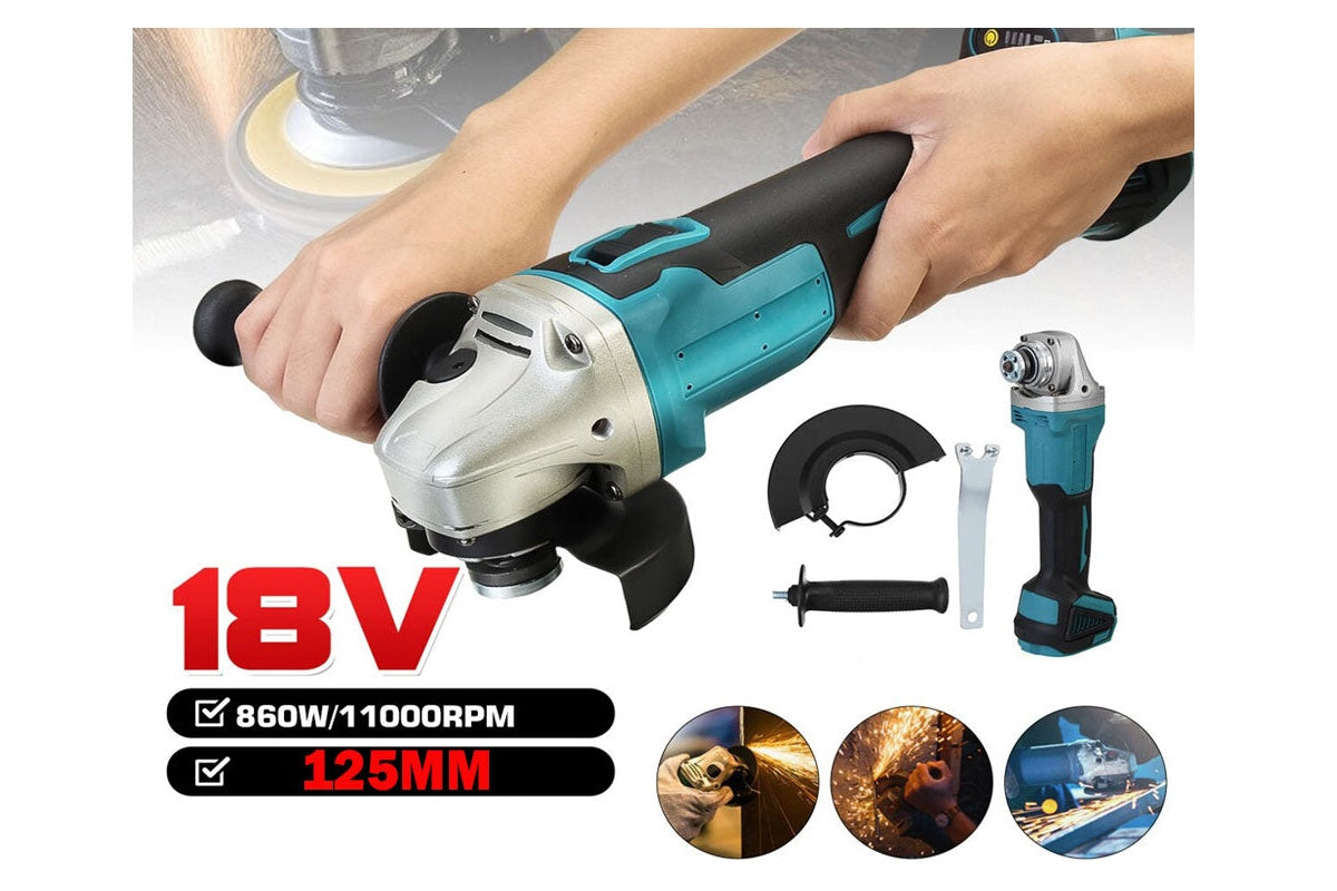 Angle Grinder showing 3-position auxiliary handle