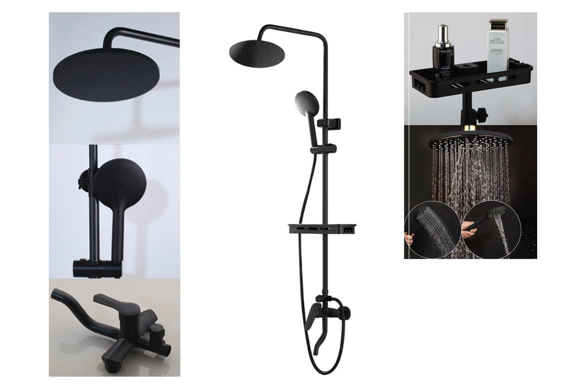 Matte black shower set with easy to install design