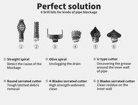 Thumbnail for Drain Snake Pipe Cleaner Sewer Cleaner 12M 6 Drill Bit Tool