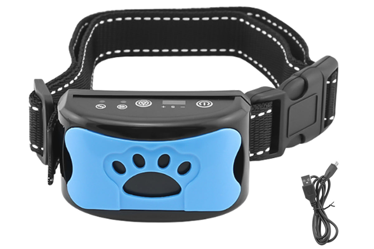 Dog training collar showing adjustable strap