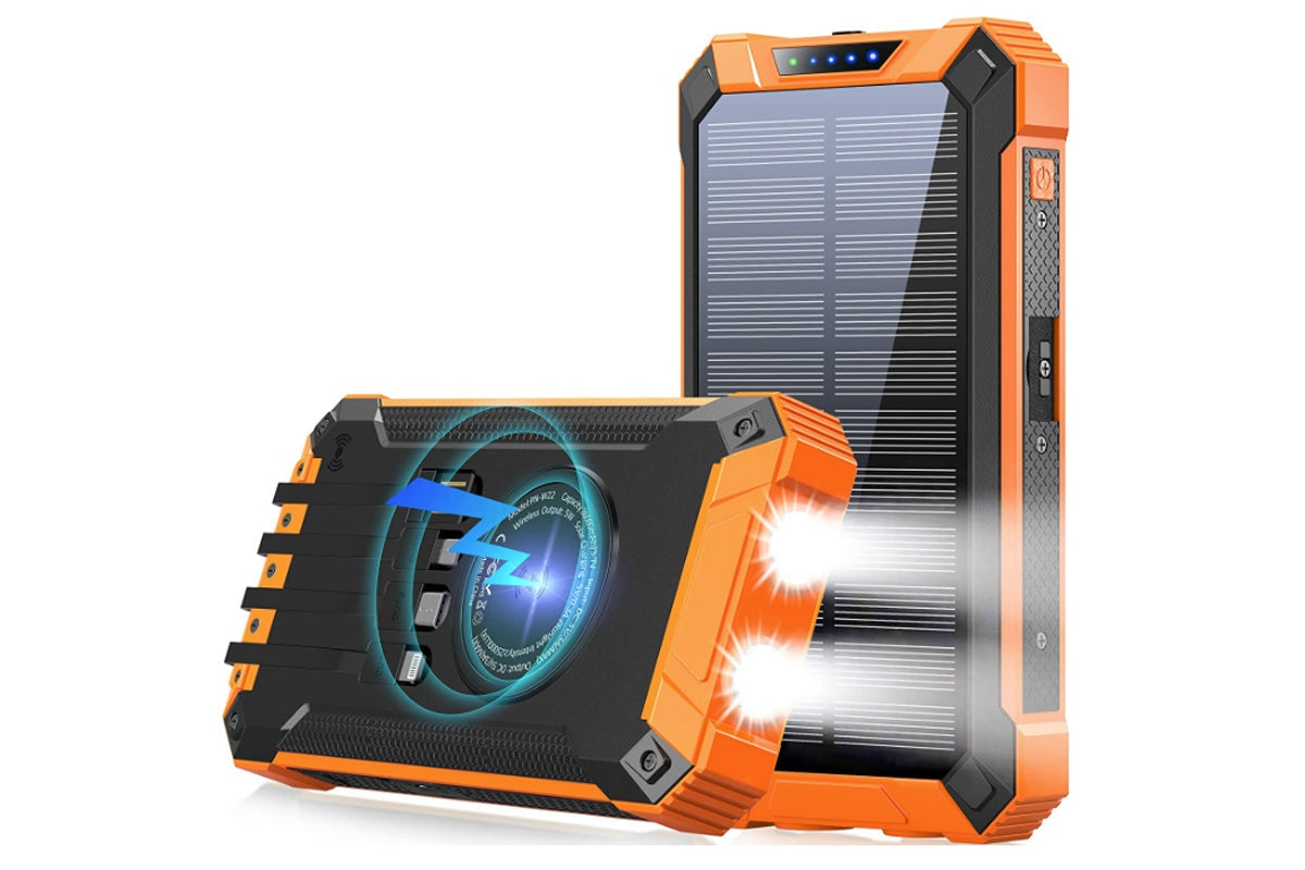 Solar power bank with USB-C and Micro-USB ports