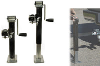 Thumbnail for Side view of hand operated trailer jack with wheel