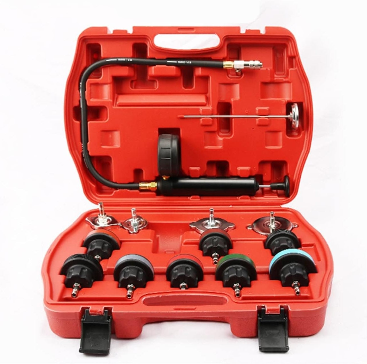 Universal Cooling System Radiator Pressure Tester Gasket Test Kit Leak Detector