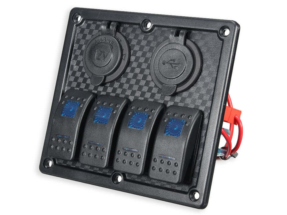4 Gang Marine Boat Rocker Switch Panel