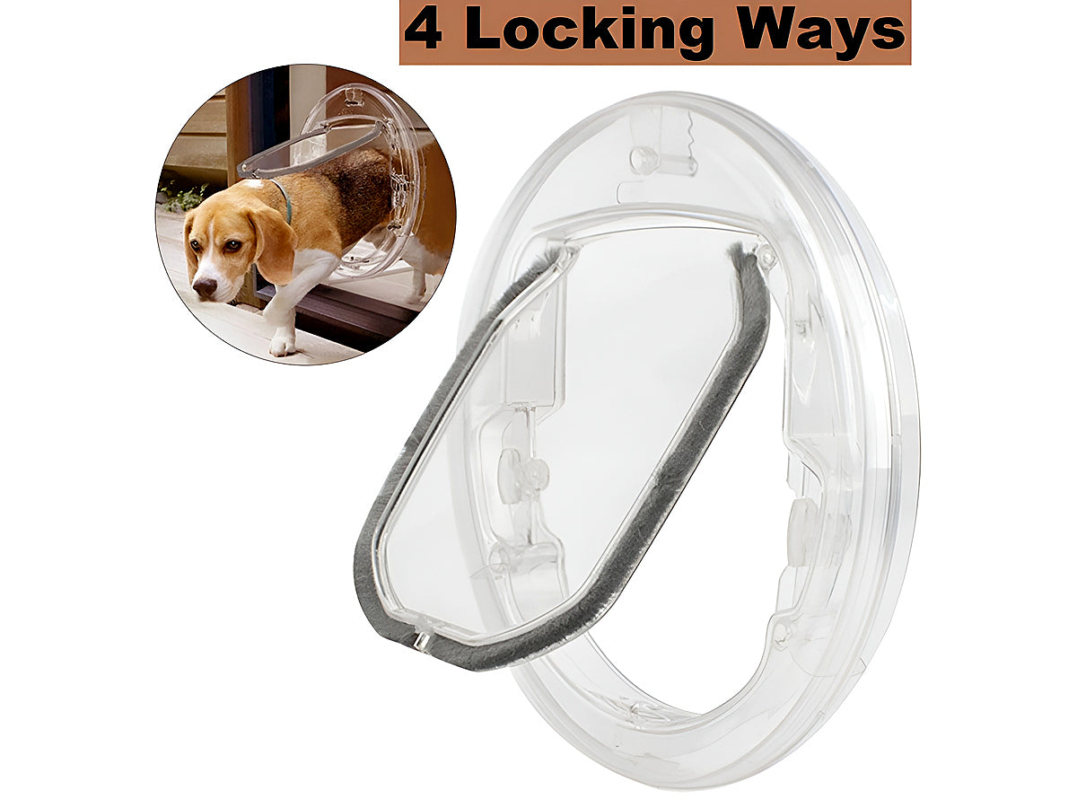 Cat Door 4 Ways Round Lockable Pet Dog Flap Cat Door