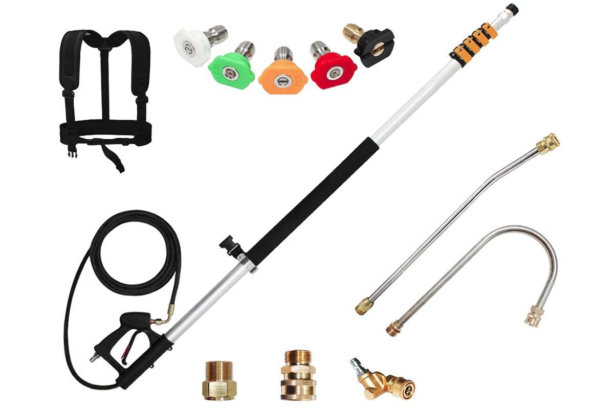 Telescoping pressure washer wand extended