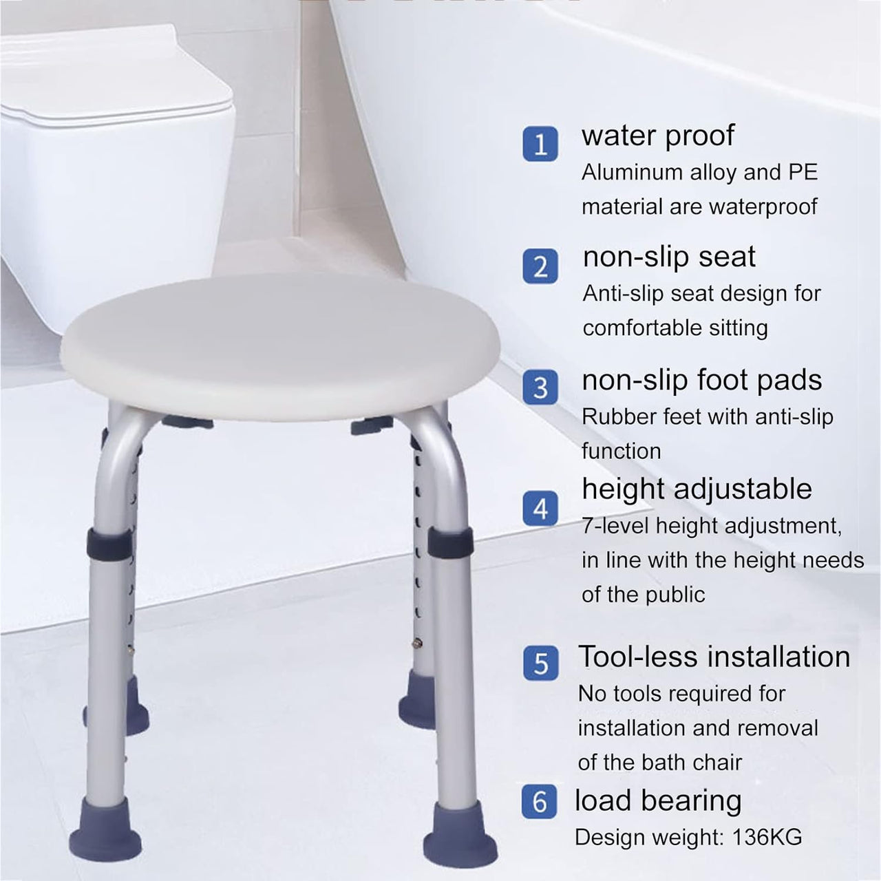 Shower Stool Height Adjustable