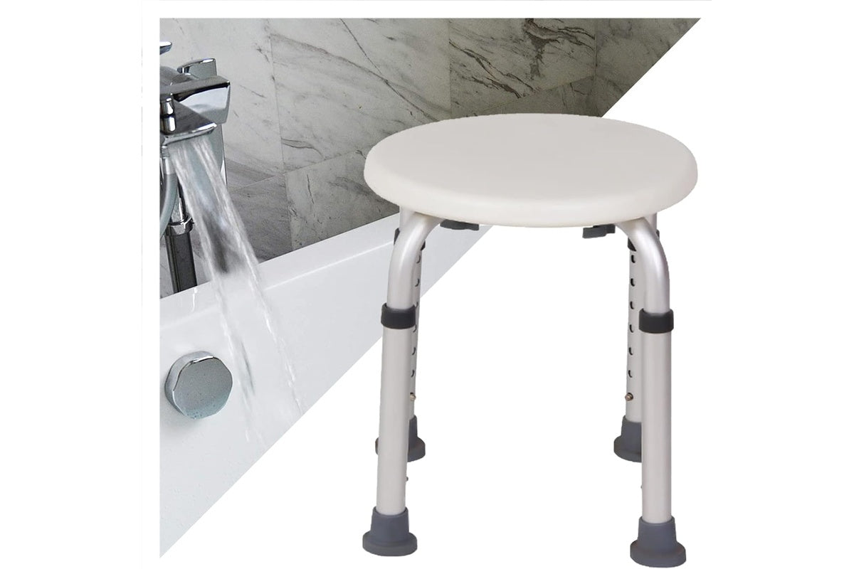 Shower chair with adjustable height legs