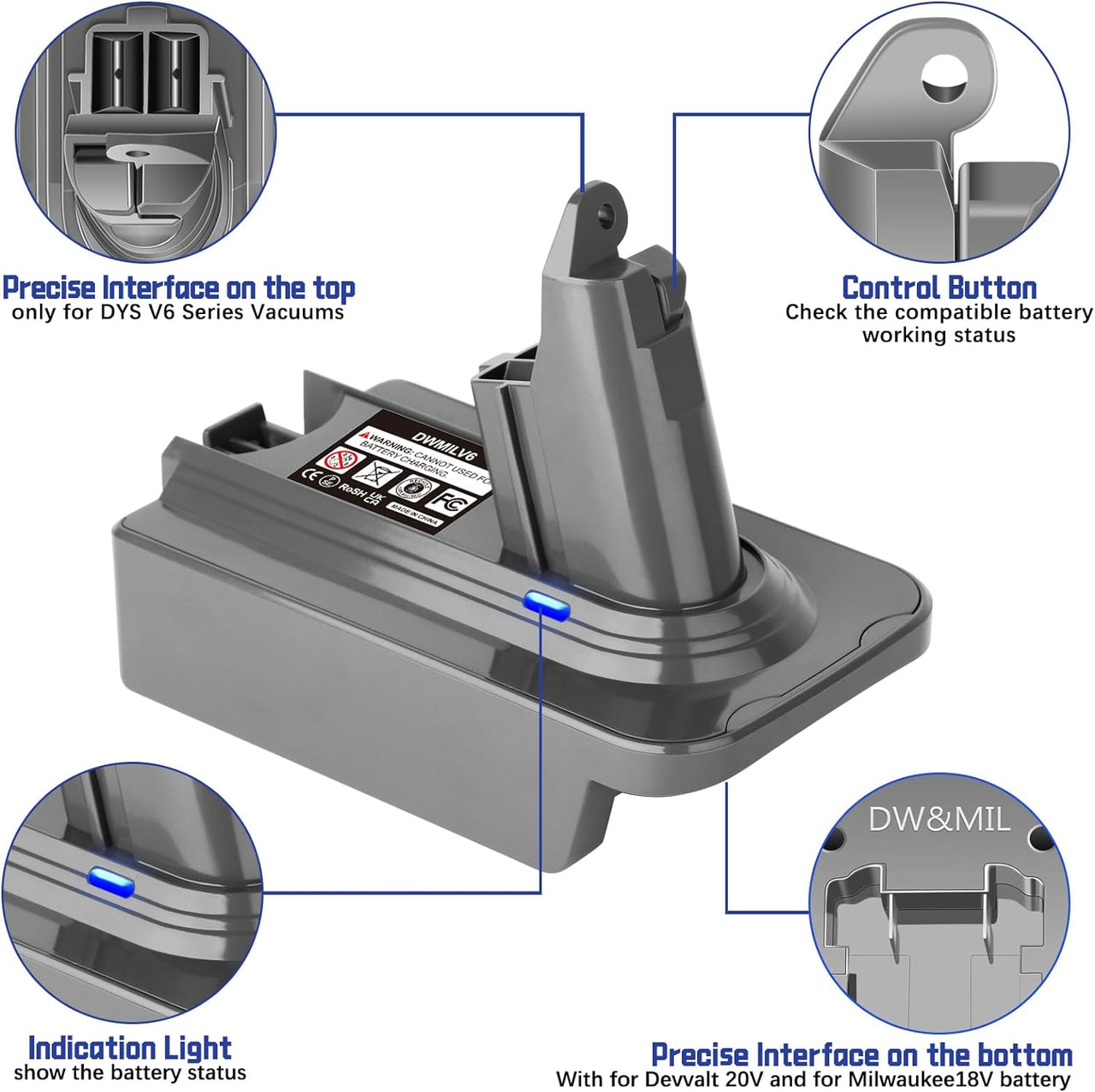 Dewalt to Dyson V6 Battery Adapter Converter