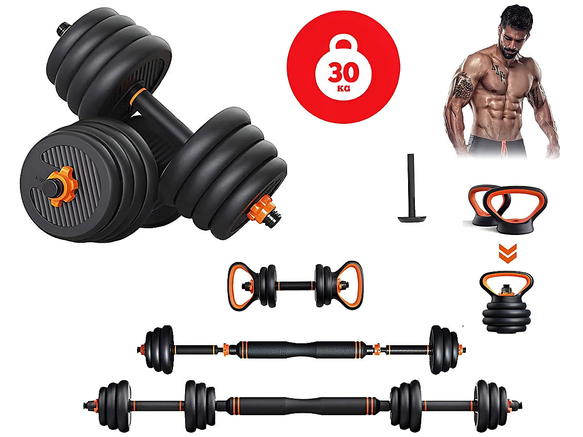 Adjustable Dumbbells Set 30KG with Barbell