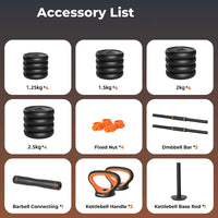 Thumbnail for Adjustable Dumbbells Set 30KG with Barbell