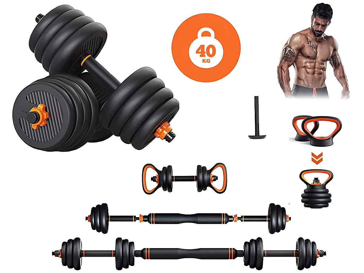 Set includes kettlebell handles and base