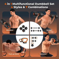Thumbnail for Adjustable Dumbbells Set 30KG with Barbell