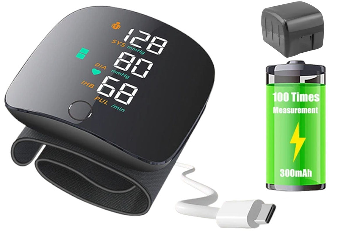 Blood pressure monitor showing voice broadcast feature