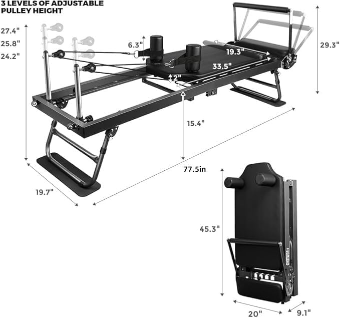 Multi-Purpose Foldable Pilates Reformer Machine