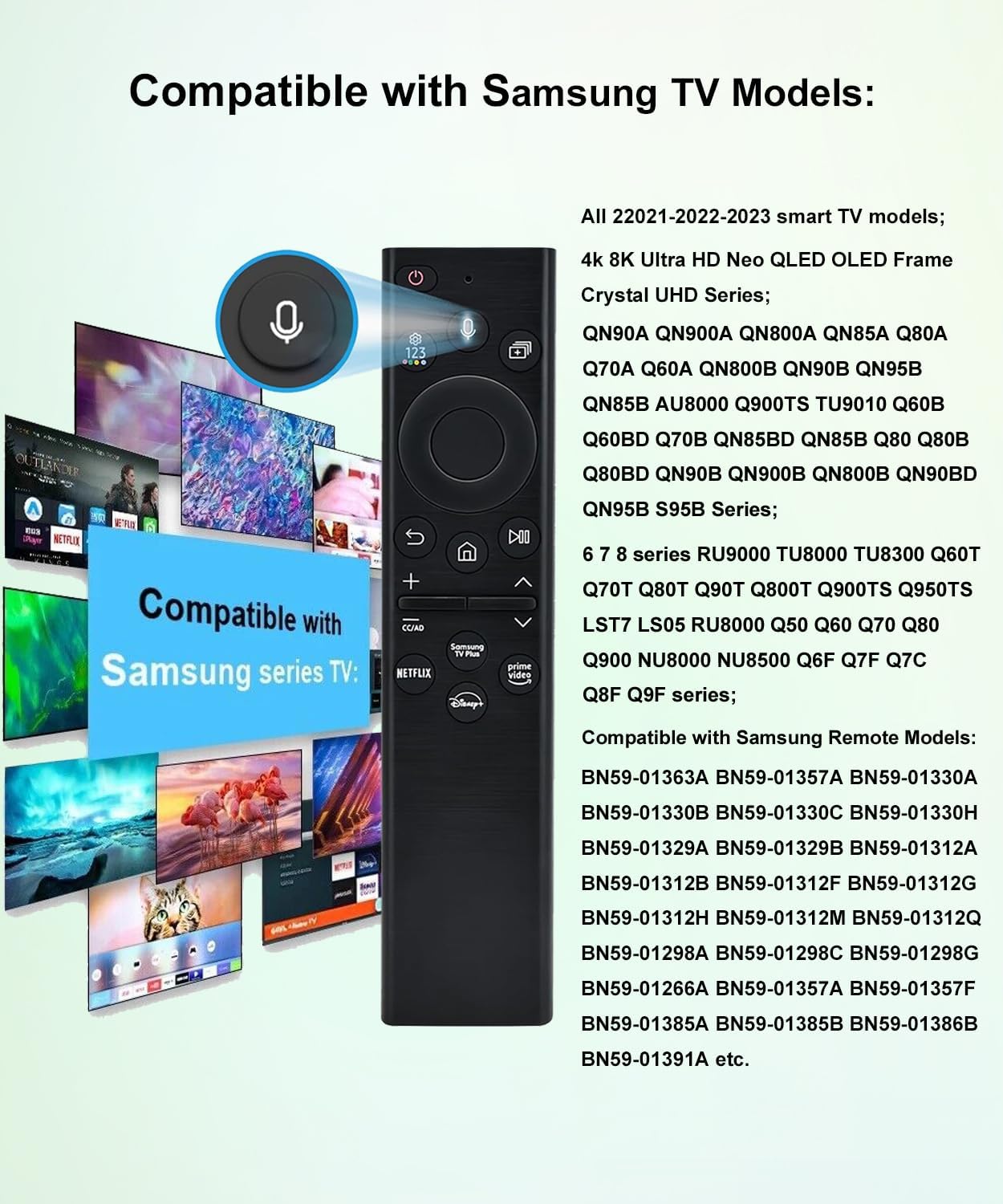 Universal Samsung remote with battery compartment