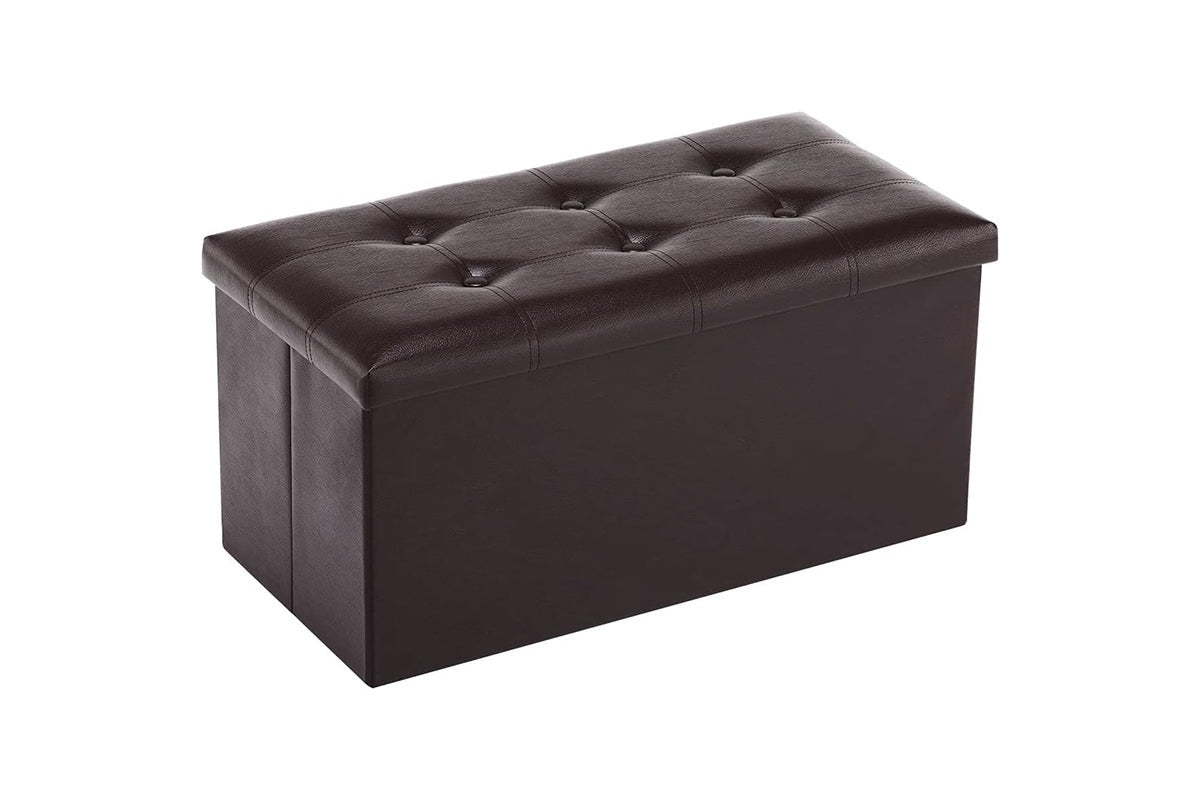 Ottoman bench open showing storage space