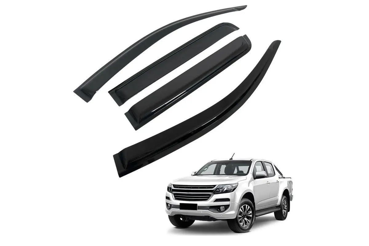 Black window visors protecting from weather