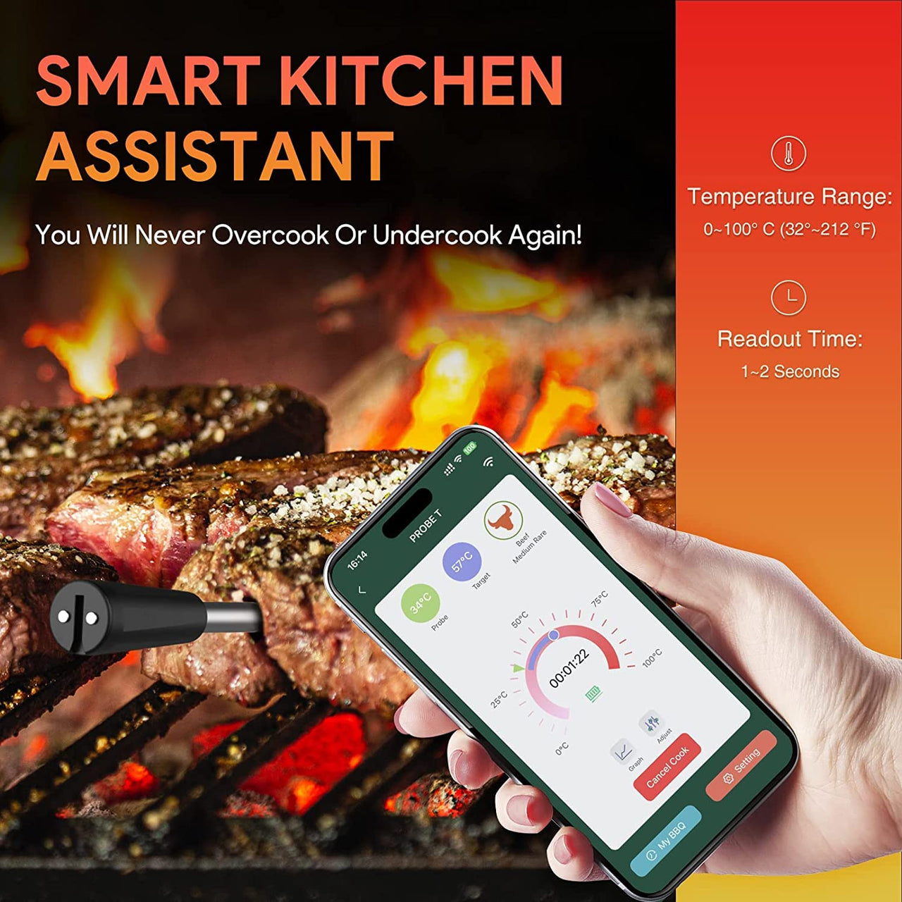 Meat Thermometer Smart Wireless