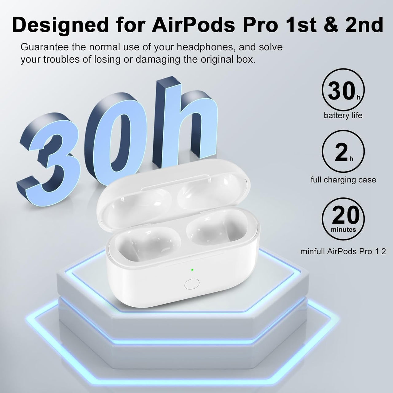 Replacement Wireless Charging Case for AirPods Pro 1 / Pro 2
