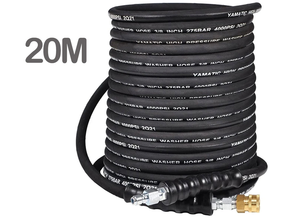 Pressure hose connected to electric pressure washer