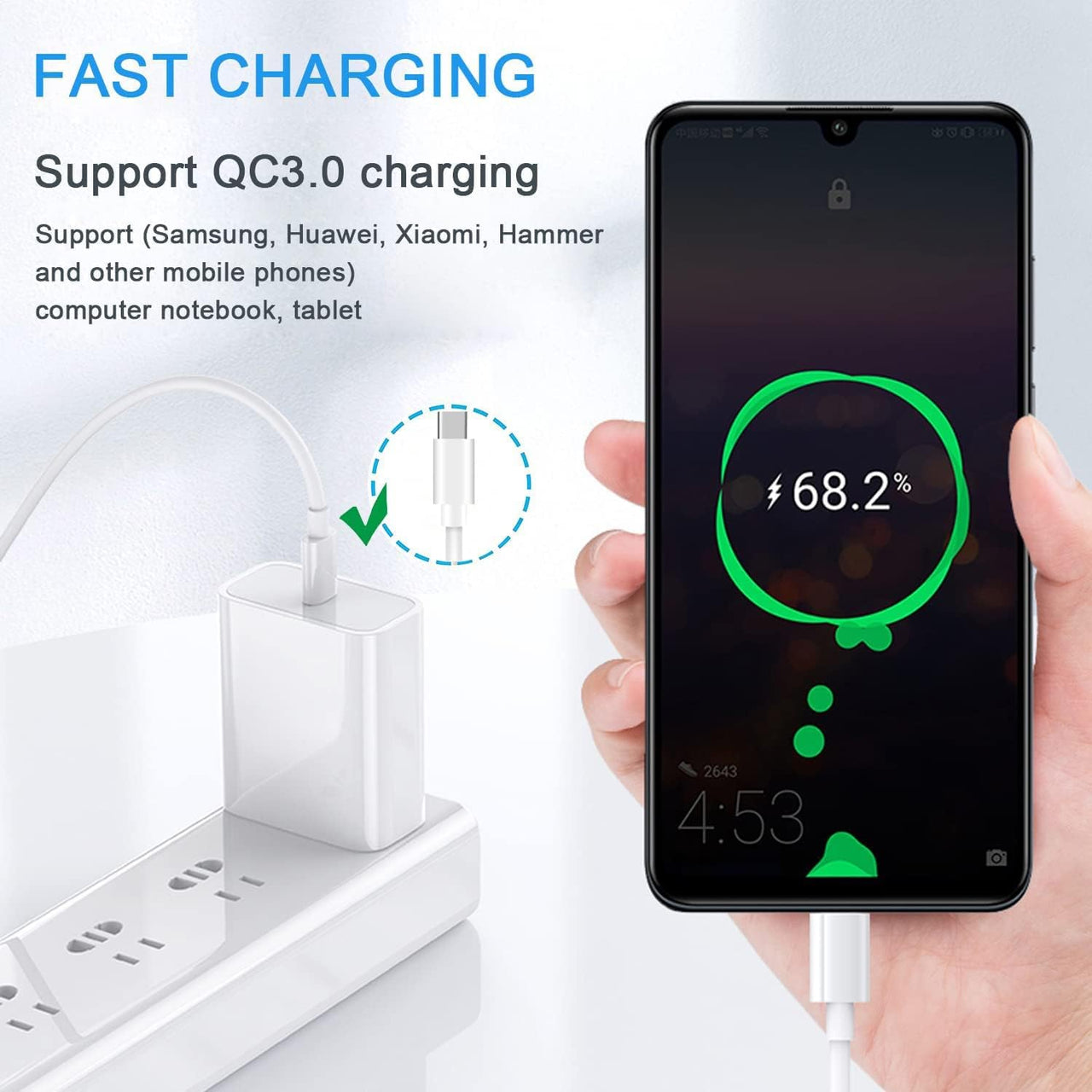 Charger showing power rating label