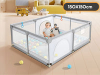 Thumbnail for Portable Baby Playpen Fence Gate Wall Fence Barrier Play Gym Mat 150cm