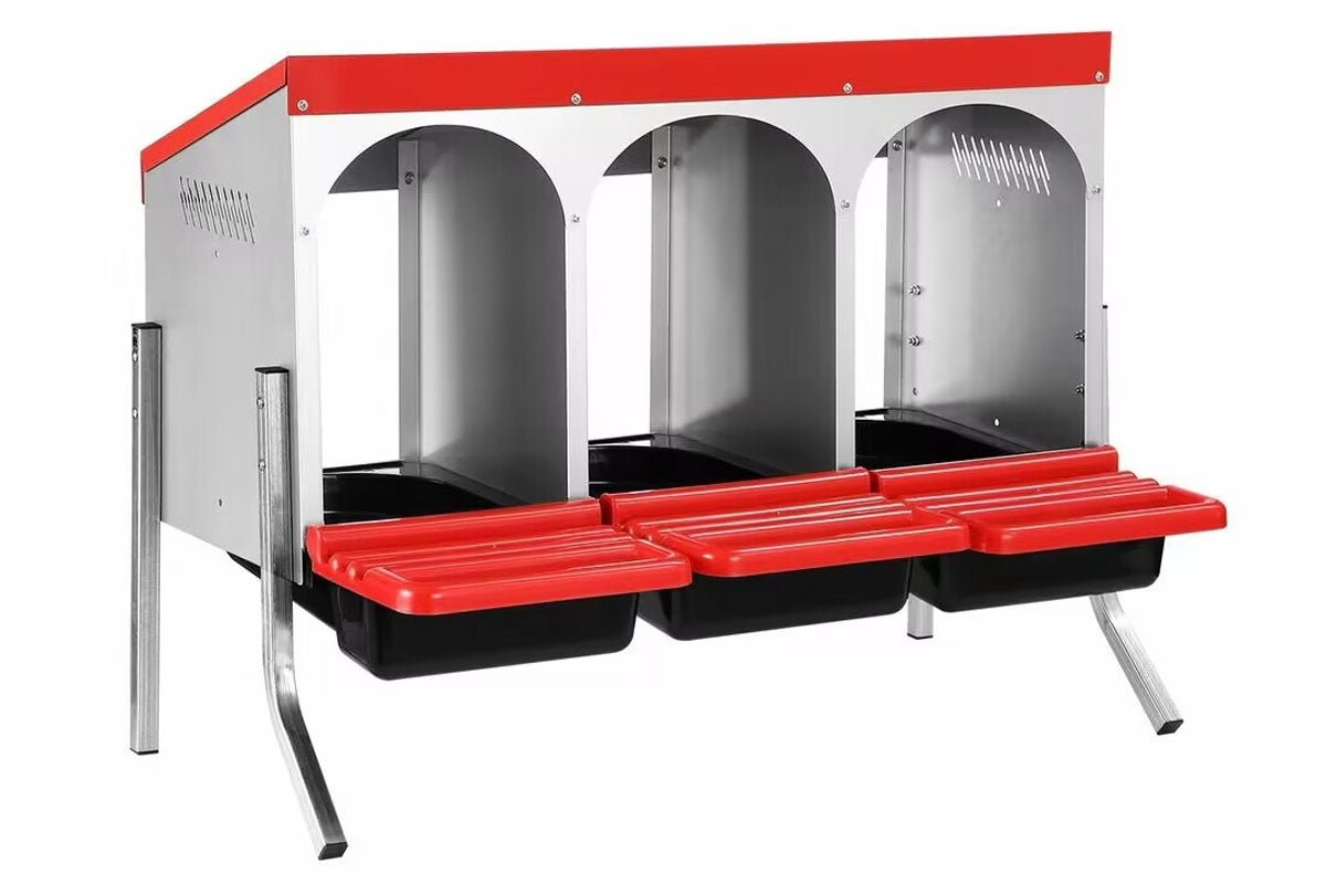 Nesting box chicken hen 3 compartment with legs