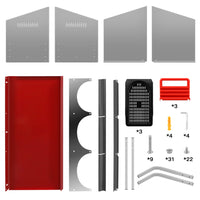 Thumbnail for Close-up of galvanised metal frame and red cover