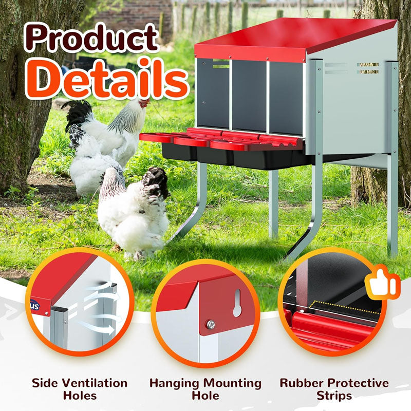 Chicken nesting box with ventilation holes