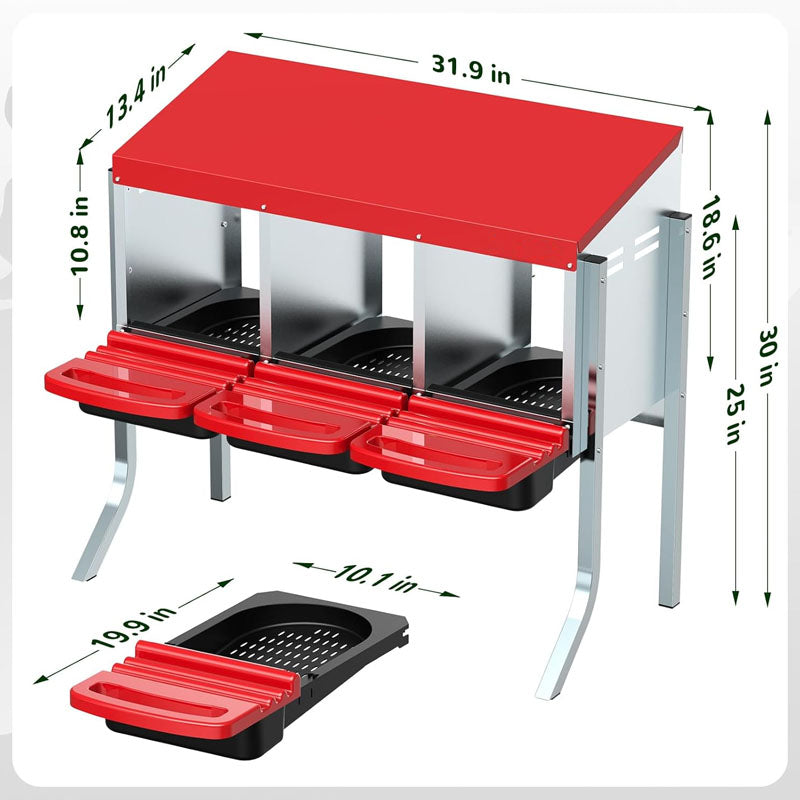 Plastic removable trays in nesting box