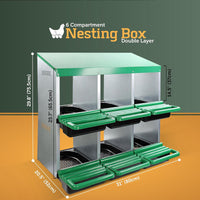 Thumbnail for Nesting Box Chicken Hen Roll Away Laying Nest Boxes Chook Brooder 6 Compartment
