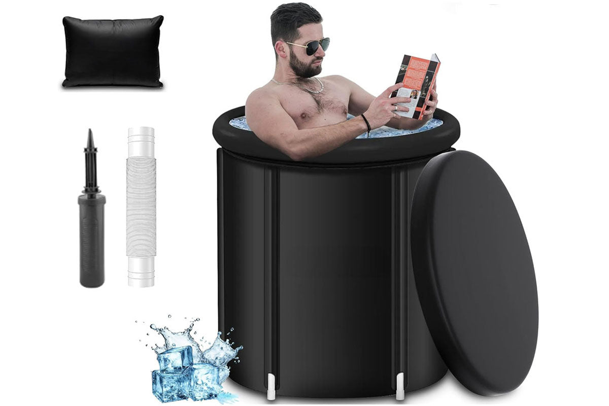 Ice bath tub inflated and ready for use