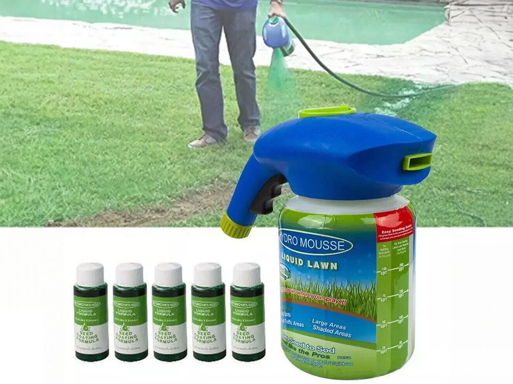 Blue lawn sprayer seed liquid hydro seeding system