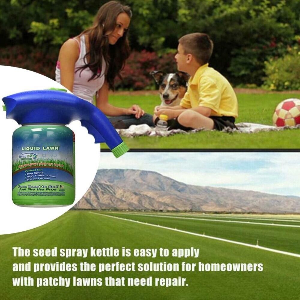 Lawn sprayer in use on garden lawn