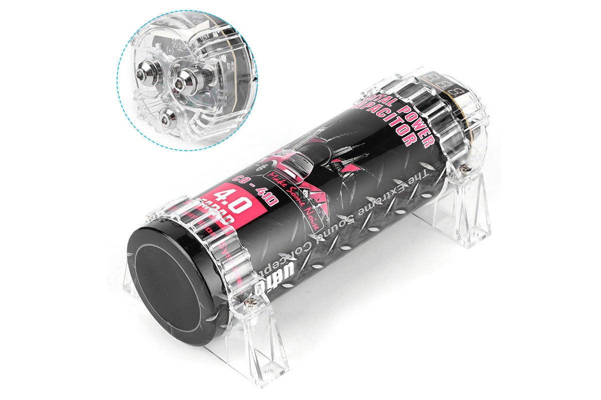 Capacitor with transparent mounting bracket