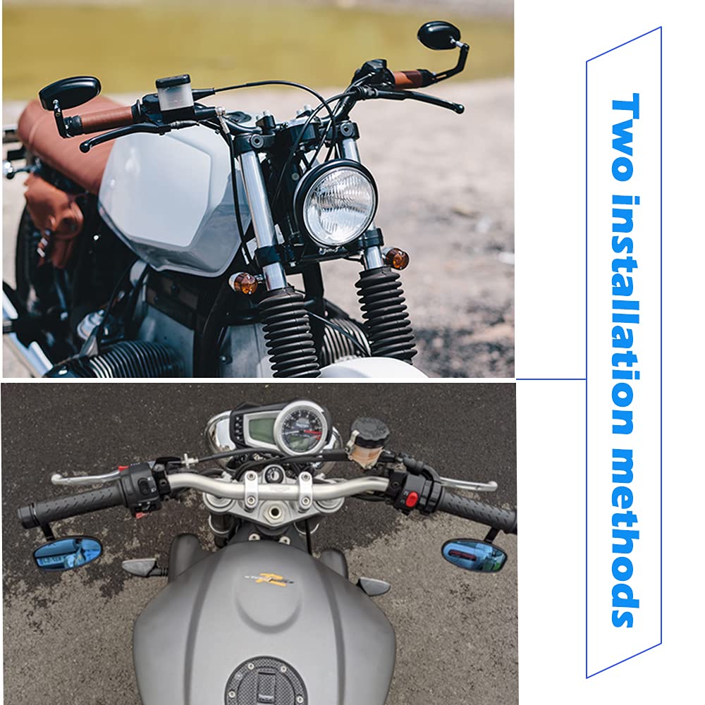Bar end mirror installed on sport bike handlebar